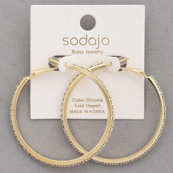 SODAJO RHINESTONE EDGE GOLD DIPPED EARRING