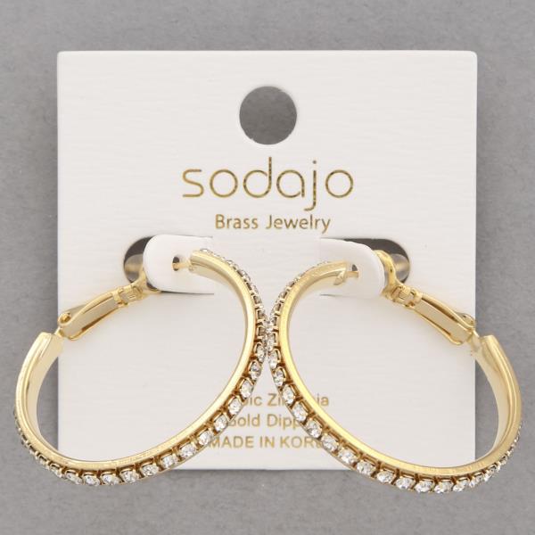 SODAJO RHINESTONE EDGE GOLD DIPPED EARRING