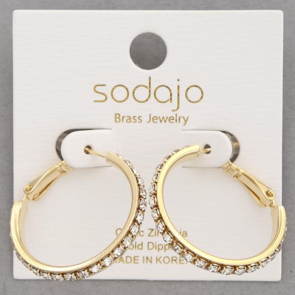 SODAJO RHINESTONE EDGE GOLD DIPPED EARRING