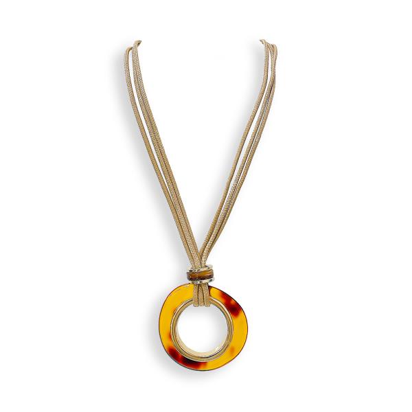 ACETATE RING PENDANT CORD NECKLACE