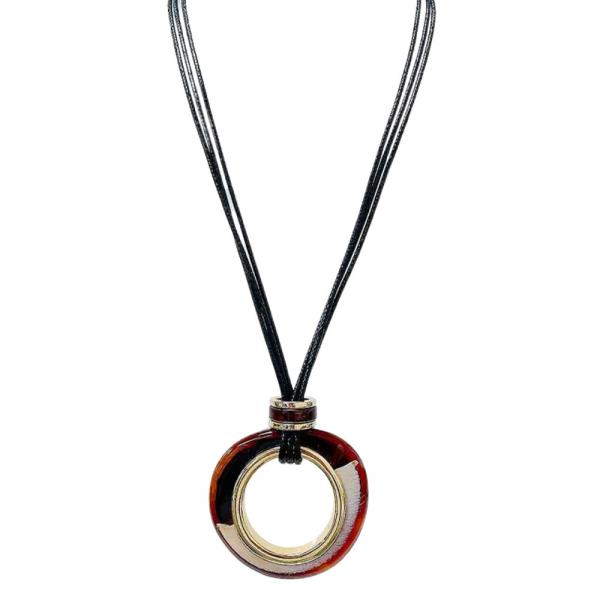 ACETATE RING PENDANT CORD NECKLACE