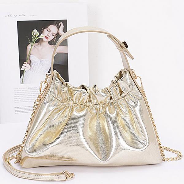 METALLIC TOP HANDLE CROSSBODY BAG