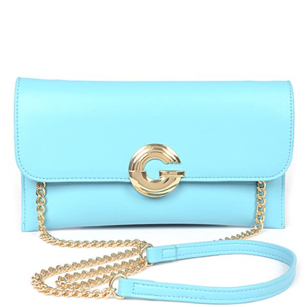 FAUX LEATHER G BUCKLE CLUTCH BAG