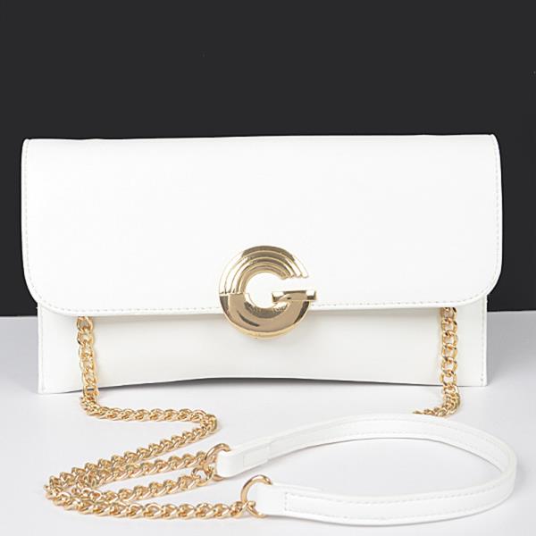 FAUX LEATHER G BUCKLE CLUTCH BAG