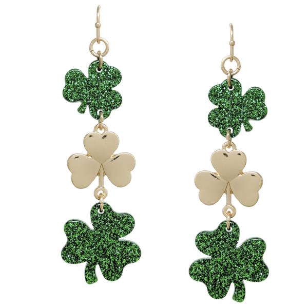 ST. PATRICK`S DAY CLOVER DROP EARRING