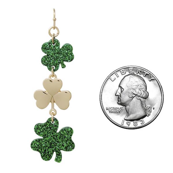 ST. PATRICK`S DAY CLOVER DROP EARRING