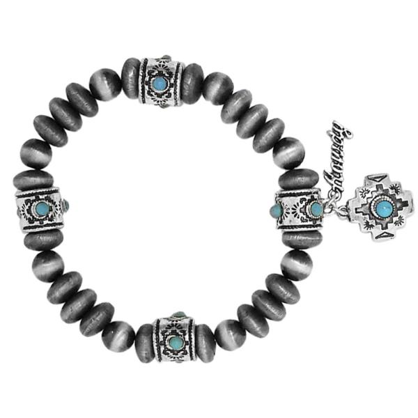 WESTERN NAVAJO TQ BEAD CHARM BRACELET