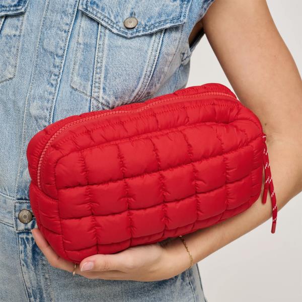 QUILTED CUSHION PUFFER DESIGN POUCH BAG