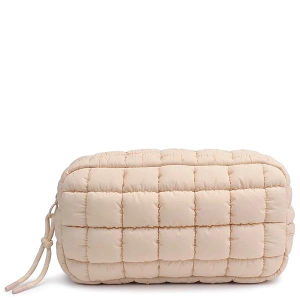 QUILTED CUSHION PUFFER DESIGN POUCH BAG