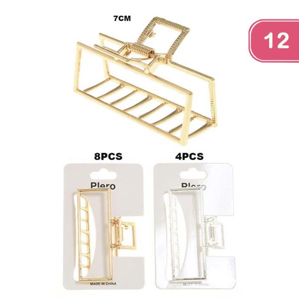 RECTANGLE METAL HAIR CLAW JAW CLIP (12 UNITS)