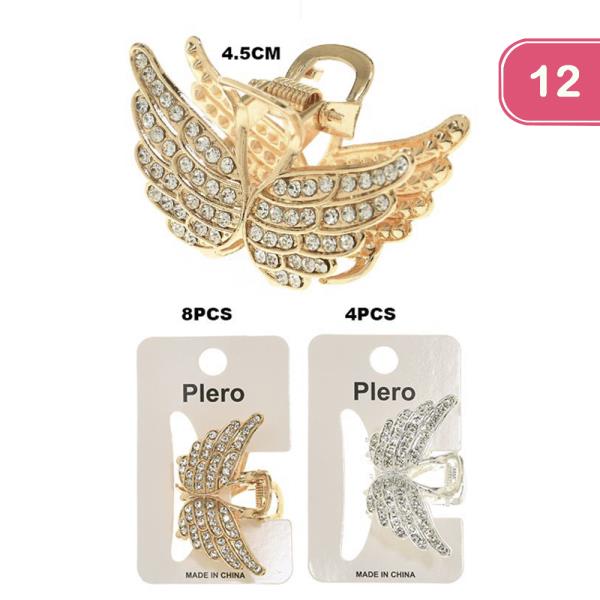 RHINESTONE WING HAIR CLAW JAW CLIP (12 UNITS)