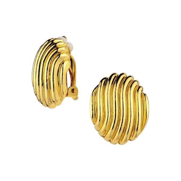 METAL OVAL PATTERN CLIP-ON EARRING