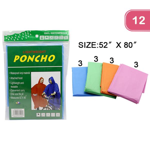 RAINCOAT LIGHTWEIGHT PONCHO (12 UNITS)