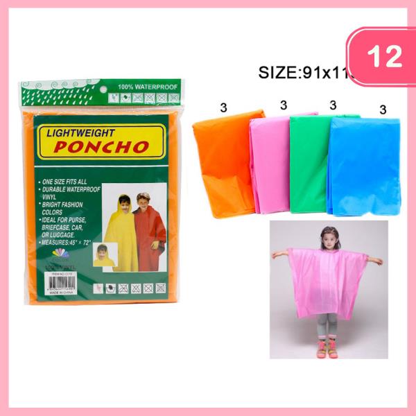 RAINCOAT LIGHTWEIGHT PONCHO (12 UNITS)