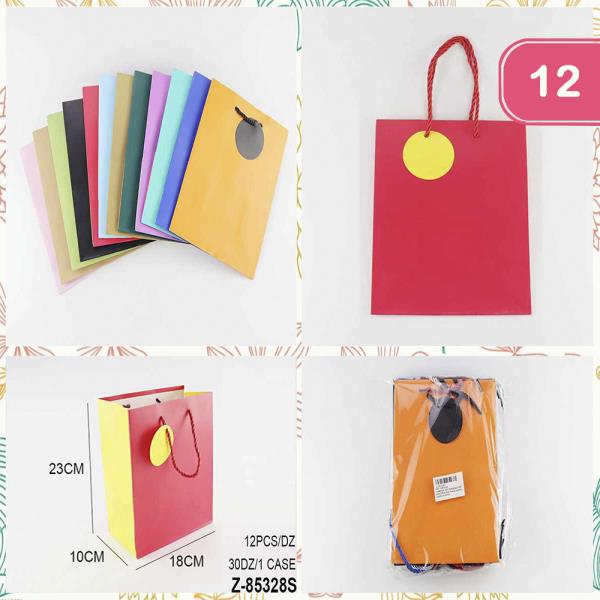 TWO TONE PAPER GIFT TOTE SHOPPING BAG (12 UNITS)