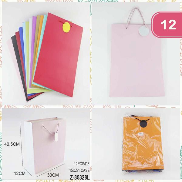 TWO TONE PAPER GIFT TOTE SHOPPING BAG (12 UNITS)