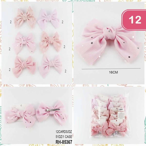 RIBBON HAIR BOW PIN (12 UNITS)