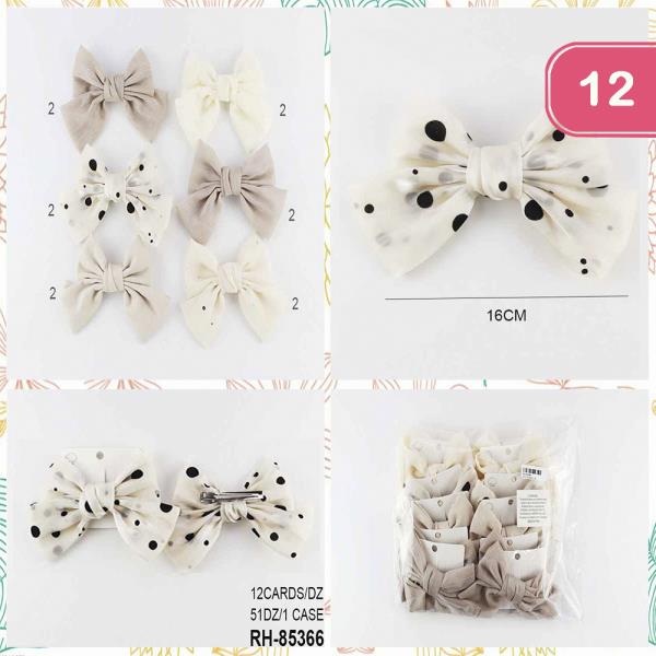 RIBBON HAIR BOW PIN (12 UNITS)