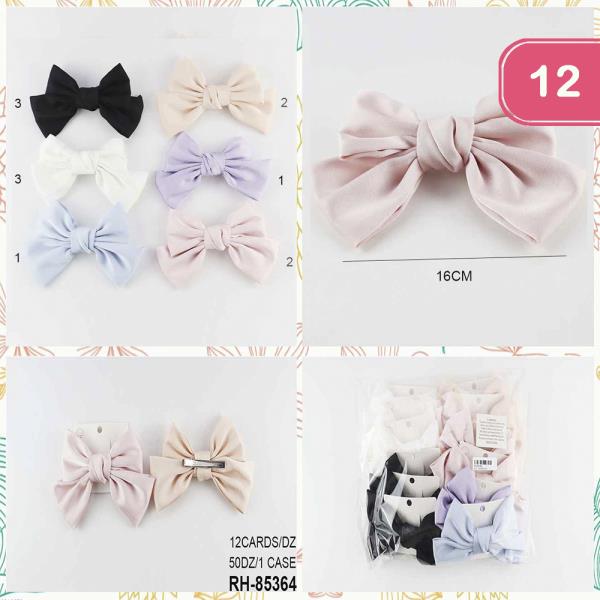 RIBBON HAIR BOW PIN (12 UNITS)