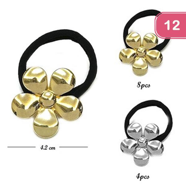 METAL FLOWER HAIR TIE (12 UNITS)