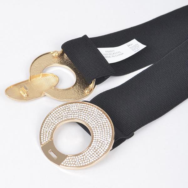 RHINESTONE TWO BUCKLE ELASTIC BELT