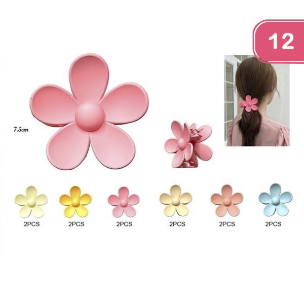 FLOWER HAIR CLAW JAW CLIP (12 UNITS)