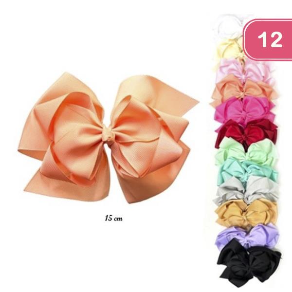 RIBBON HAIR BOW PIN (12 UNITS)