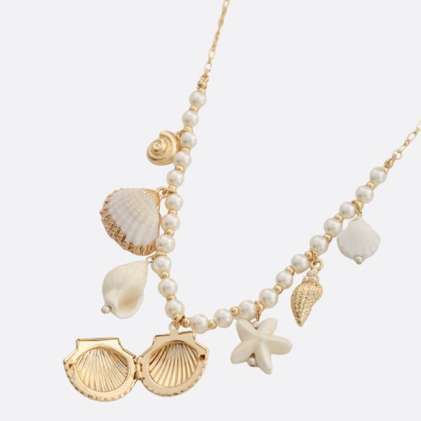 SEA LIFE CHARM PEARL BEAD NECKLACE