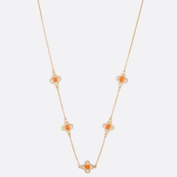 CLEAR CLOVER FLOWER STATION NECKLACE