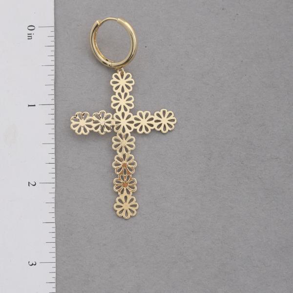 CROSS FLOWER METAL DANGLE EARRING