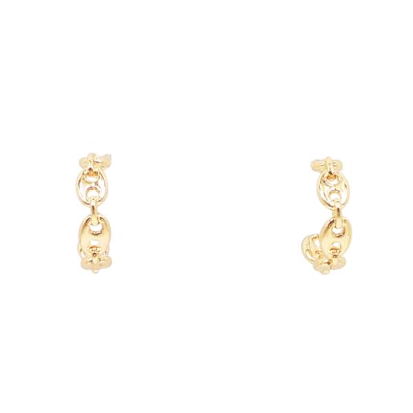 SM OVAL CHAIN TEXTURED HOOP EARRING