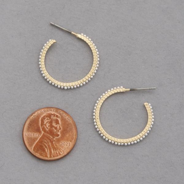 PEARL BEAD OPEN HOOP EARRING