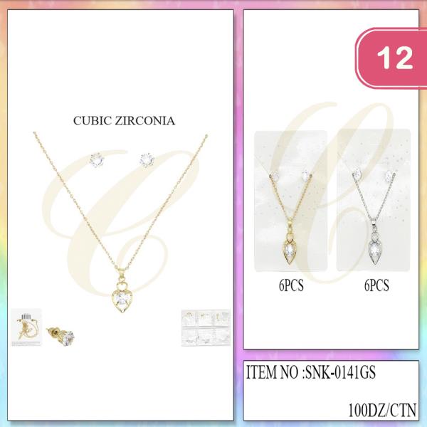 CZ HEART PENDANT NECKLACE (12 UNITS)