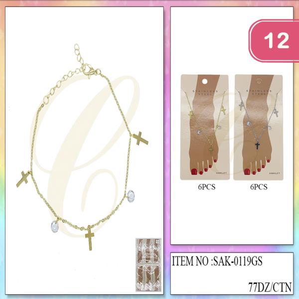 CROSS STONE ANKLET (12 UNITS)