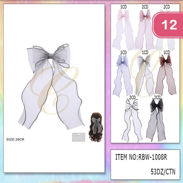 RIBBON HAIR BOW PIN (12 UNITS)