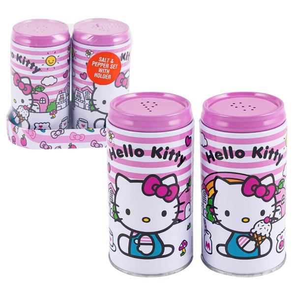 HELLO KITTY SALT AND PEPPER SHAKER WITH HOLDER PINK