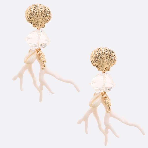 SEASHELL CORAL LINK DANGLE EARRING