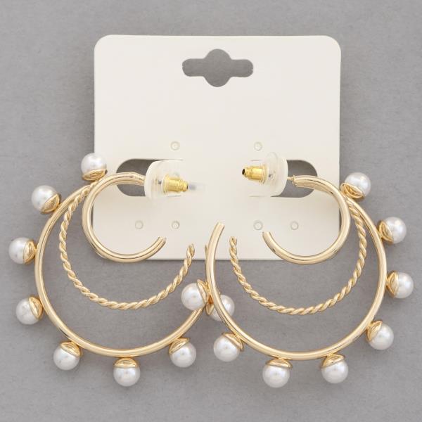 PEARL EDGE TRIPLE HOOP EARRING