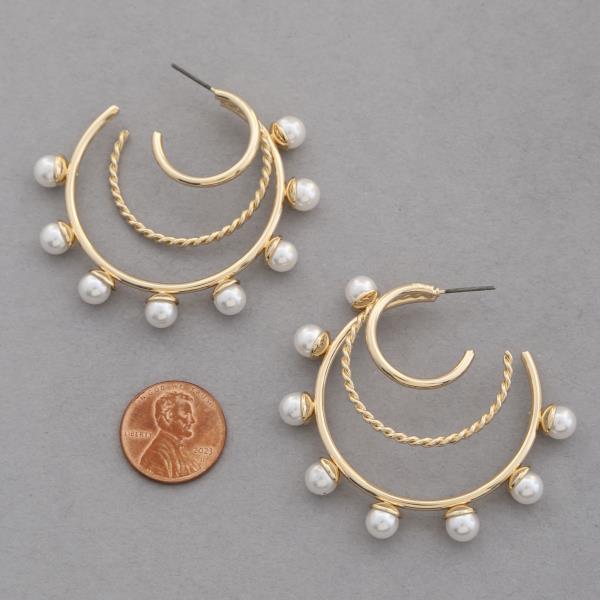 PEARL EDGE TRIPLE HOOP EARRING