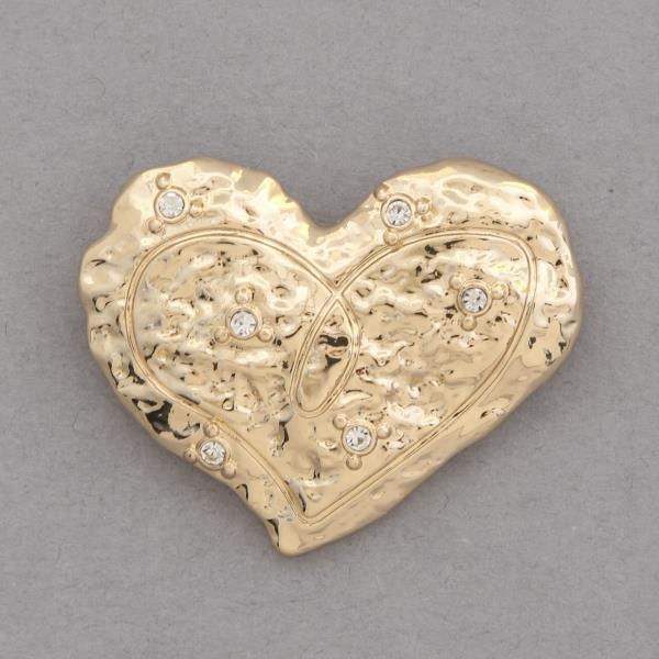 HEART SHAPE METAL RHINESTONE BROOCH