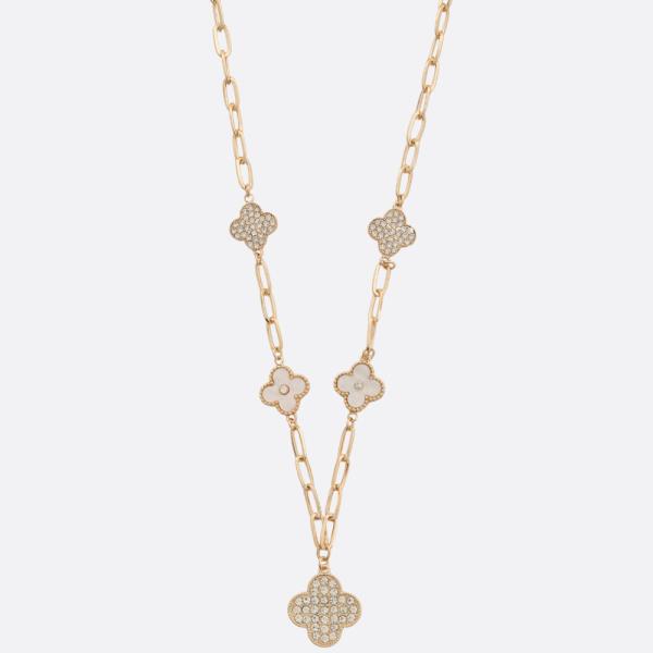 CLOVER STATION OVAL LINK METAL NECKLACE