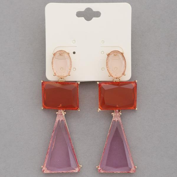 TRANSPARENT COLOR GEO SHAPE EARRING