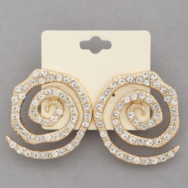 RHINESTONE SWIRL METAL EARRING