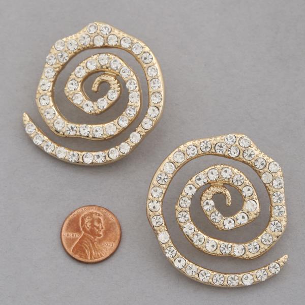 RHINESTONE SWIRL METAL EARRING