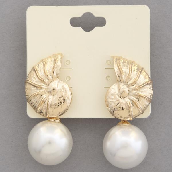 SEASHELL PEARL BEAD LINK DANGLE EARRING