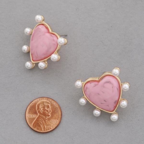 HEART SHAPE PEARL BEAD EARRING