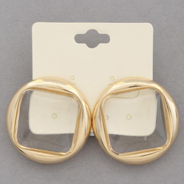 TRANSPARENT COLOR SQUARE SHAPE EARRING