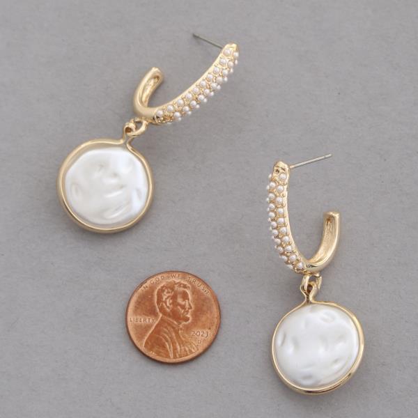 ROUND COIN OPEN OVAL DANGLE EARRING