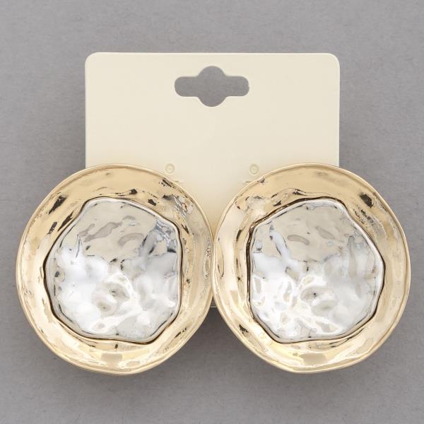 TWO TONE DISC METAL EARRING