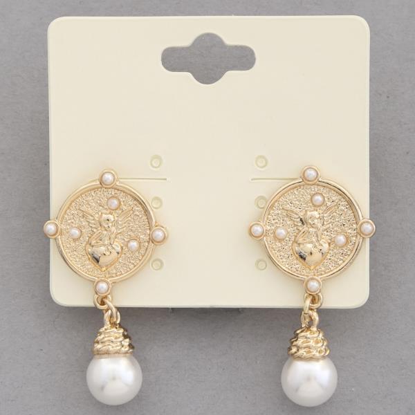 COIN PEARL BEAD LINK DANGLE EARRING